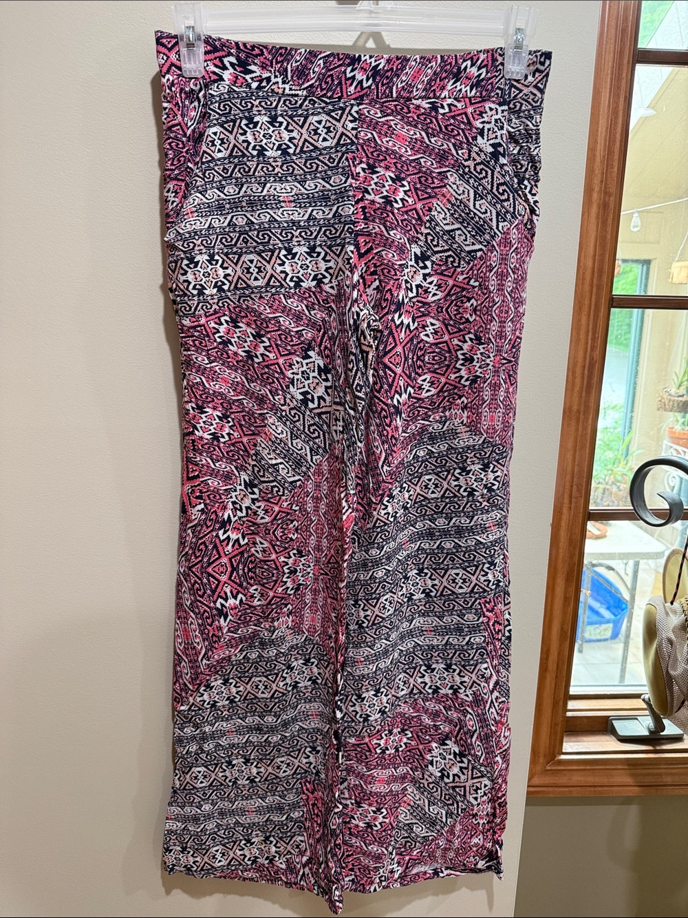 by & by Pink Black Geometric Floral Wide-Leg Pants